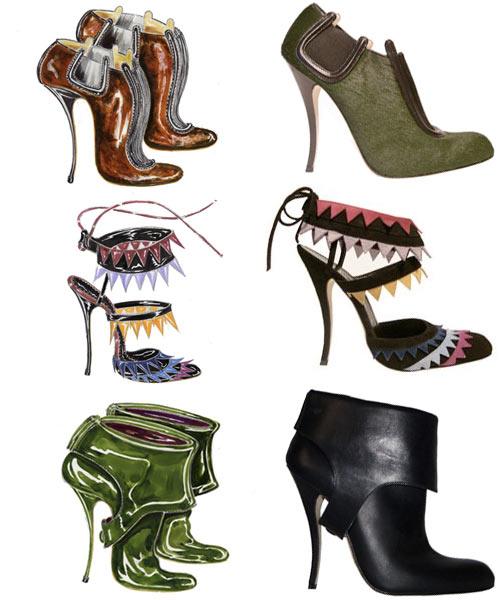 Manolo Blahnik shoe drawings, 2011