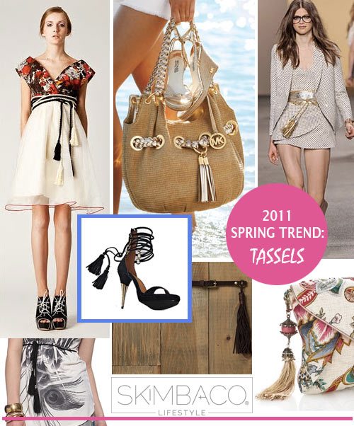 Fashion trend tassels, tassel handbags, clothes with tassels